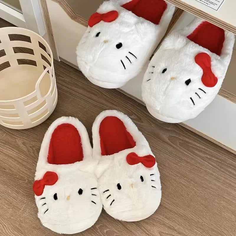 Zapatillas Sanrio Hello Kitty de felpa, cálidas y casuales.